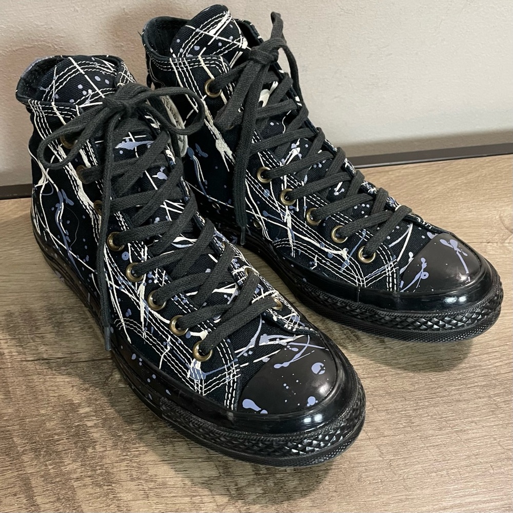 CONVERSE All Star CHUCK TAYLOR 70 High Top Black Blue White SPLATTER SNEAKERS